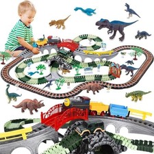 Pista Da Corsa Trenino Macchinine Elettrica Dinosauro Treno Gioco Educativo