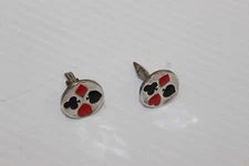 Vintage Silver Card Suit Cufflinks Poker Ace Heard Club Diamond Spade
