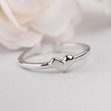 Silver small heart ring-size9-5 adjustable Solid 925 Sterling Silver Small Heart