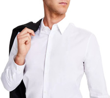 Calvin Klein Men's Solid Stretch Slim Woven Shirt Brilliant White 40CM100 541