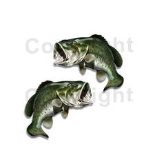 Largemouth Bass Sticker Decal Fishing Boat Car Truck Camper Trailer F030 2 Pack