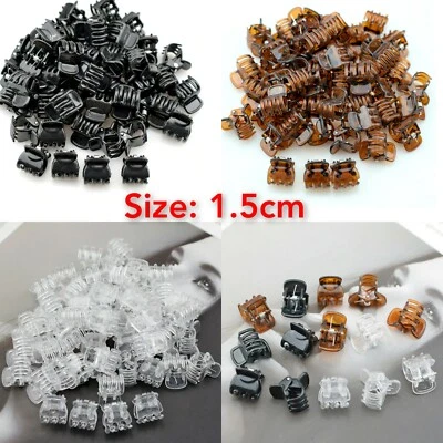 Hair Claw Clips Clamps Small Plastic Black Brown White Hair Clips Grips 1.5CM UK