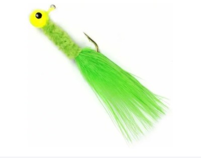 Johnson Beetle Bou Marabou Jig Fish Bait Hook, Chartreuse, 1/16 Oz., Pack of 10