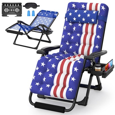 Oversized Zero Gravity Chair,29In XL Lounge Chair w/Removable Cushion&Headres...