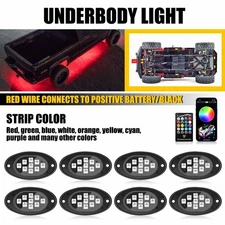 8X RGB LED Pods Rock Light Underbody Glow Neon Lamp Bluetooth Music Control EXD