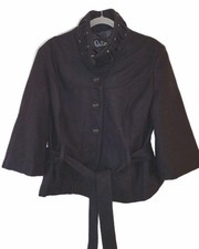 Outer Edge Womens Black Peplum Jacket, Ruffle...