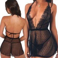 Sexy Women's Sleeveless Deep V Neck Mini Slip Dress Party Clubwear Transparent
