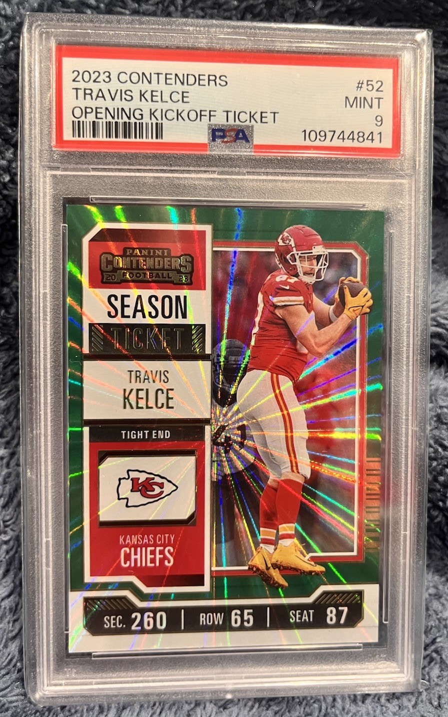 2023 Panini Contenders Travis Kelce Opening Kickoff Ticket #52 PSA 9 Chiefs