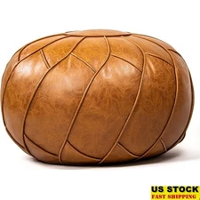 Faux Leather Pouf Ottoman Moroccan Footstool Storage Cushion Floor Footrest New