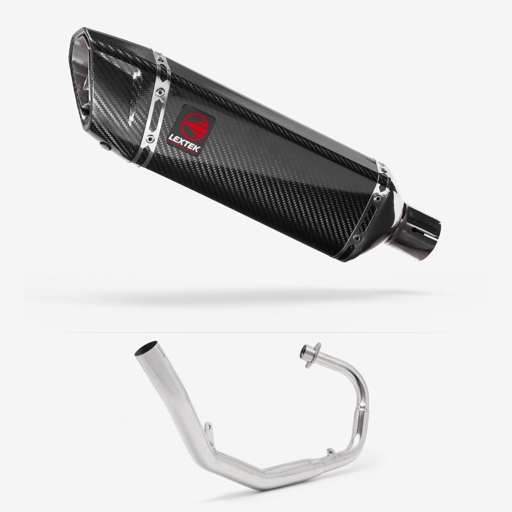 Lextek SP9C Gloss Carbon Fibre Exhaust System 300mm for Lexmoto LXR 125