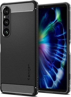 Spigen Sony Xperia 1 VI Rugged Armor Case Matte BlackCarbon fibre Hülle
