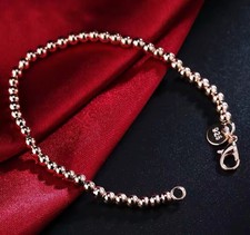 DAMEN ARMBAND KUGELN 925 STERLING ROSE GOLD MODISCH ELEGANT