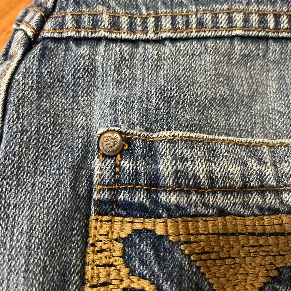 Pantalones de mezclilla vintage Rocawear para hombre 32x32 lavado medio holgados hip hop ropa de calle Y2K Foto 4 de 4