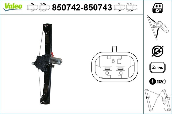 NEU - Valeo 850742 Fensterheber FüR Abarth Passend FüR Fiat-image