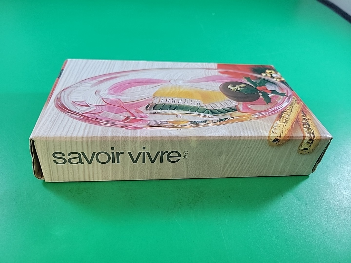 Savoir Vivre Holiday Spirit Oval Glass Candy Soap Dish with Bells Christmas