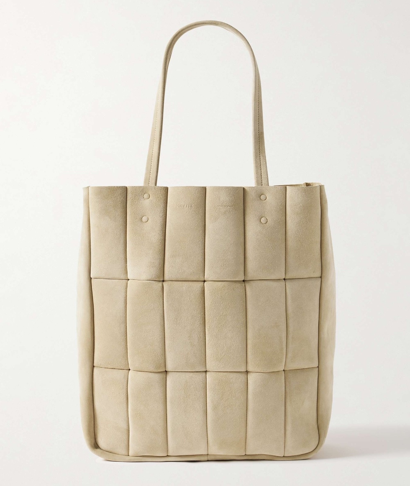 KHAITE Zoe Panel Suede Tote Bag in Natural Beige