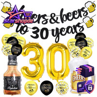 30. Geburtstag Deko Schwarz Gold Jubel Banner Folienballons Konfetti Luftballons