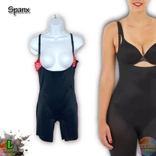 NWT SPANX Women's L Thinstincts 2.0 Open-Bust Mid-Thigh Bodysuit 10235R Black