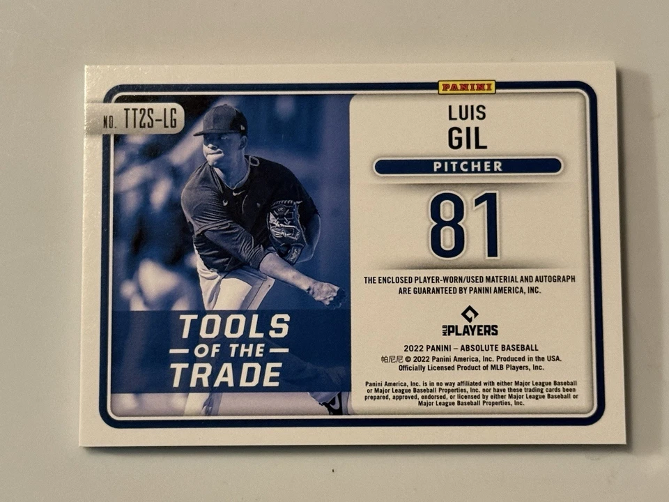 2022 Absolute -Tools of the Trade LUIS GIL 2 Swatch Autograph #TT2S-LG  # 73/99 - Image 3 of 3