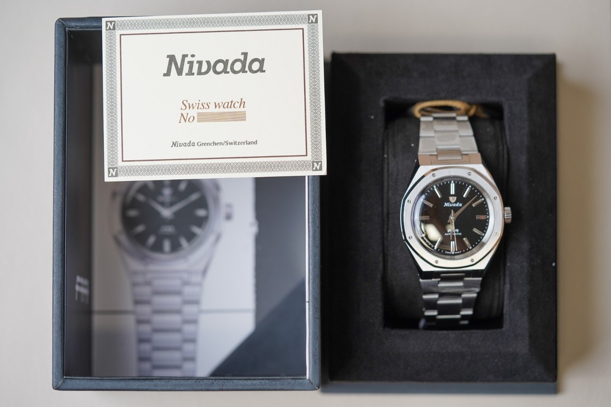 Nivada Grenchen F77 MKII SST Black Dial 68035A77 Men's 38mm Steel