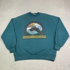 Vintage Jerzees Sweatshirt Large American Eagle Freedom Flag Made In USA