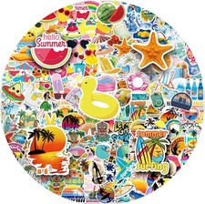 200PCS Tropical Summer Stickers for Water Bottle, Vinyl Waterproof Multicolor