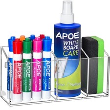 Magnetic Dry Erase Marker Holder, Acrylic Magnet Pen Holder for Whiteboard, R...