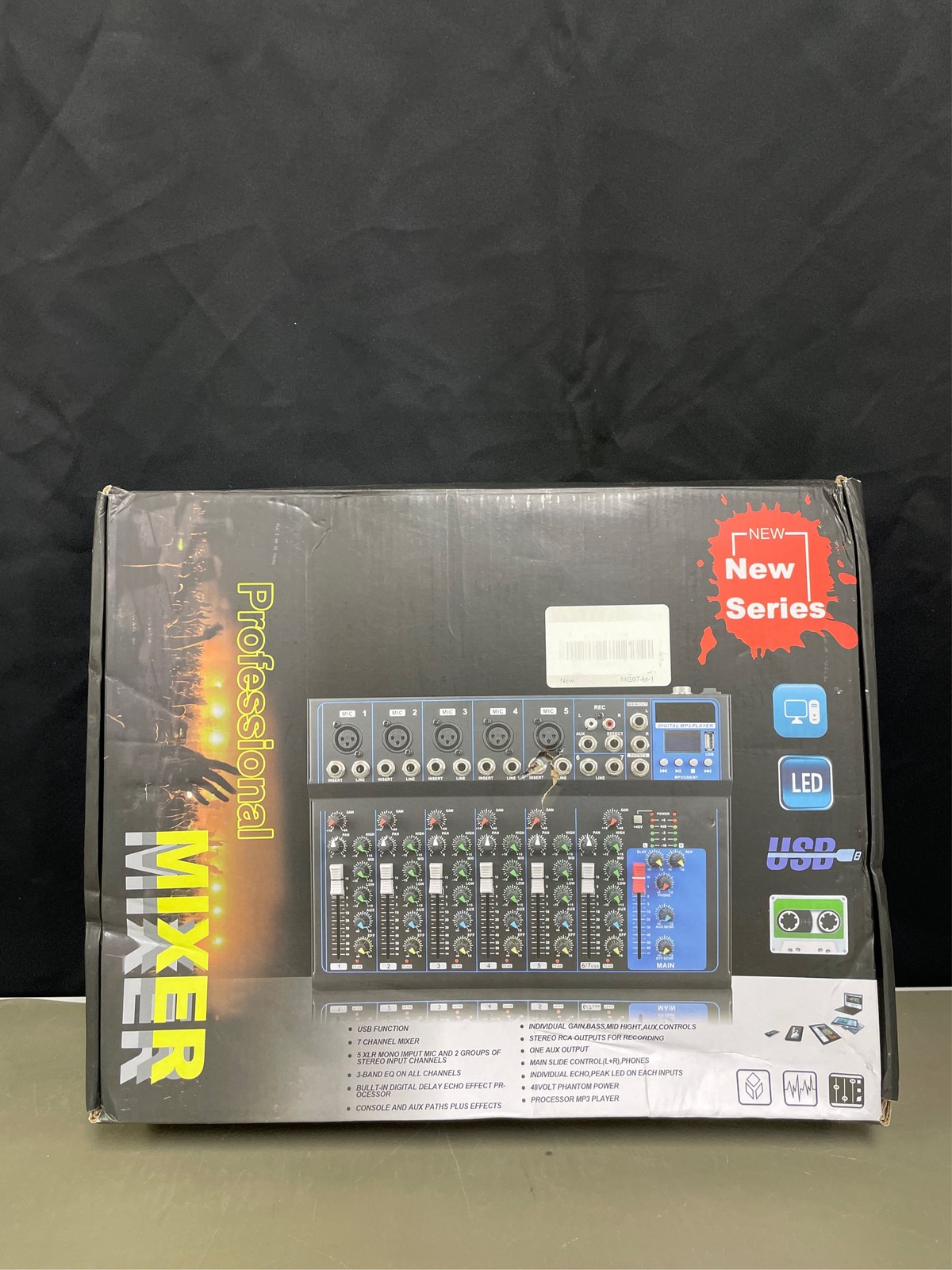 Bluetooth Portable Audio Mixer w/USB DJ Sound Mixing Console MP3 Jack 48V Power,