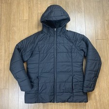 Patagonia Transitional Jacket Women XL Black Hooded Insulated Puffer Full Zip