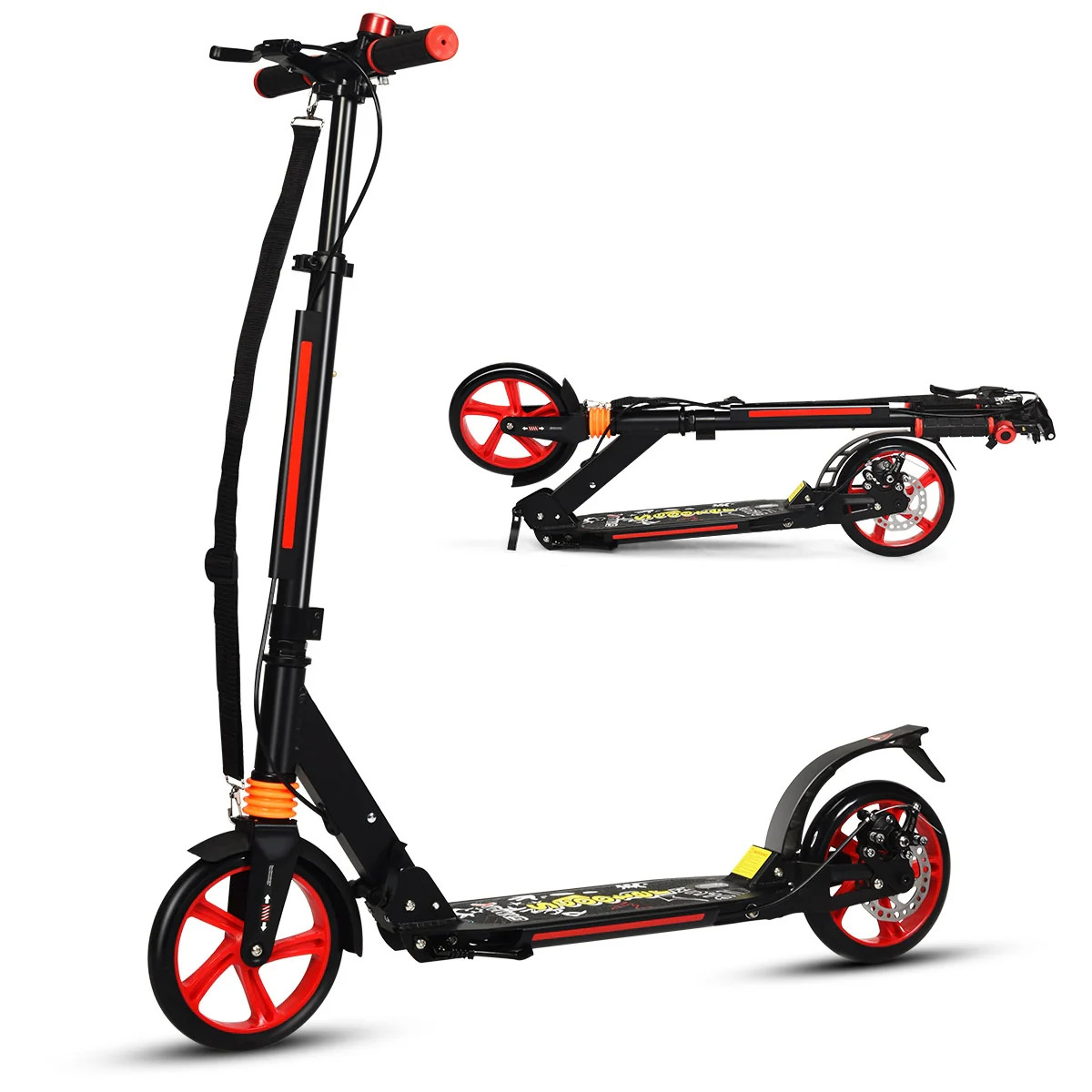 Trottinette pliable 3 hauteurs réglables avec freins sécurisés et roues haute densité