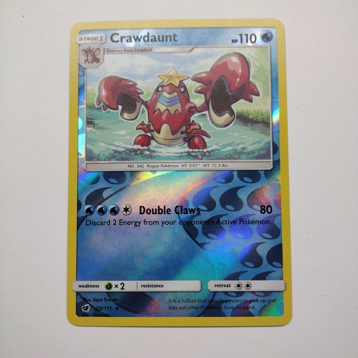 Pokemon Crimson Invasion Crawdaunt Reverse Holo 25/111