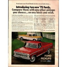 1975 FORD PICKUP TRUCKS PRINT AD Shop Garage Art Full Color Nostalgia a4