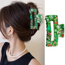 Christmas Hair Claw Clips Green 1 Count Pack of 1 , Tree