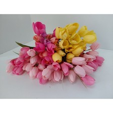 Set of 5 Artificial Tulip Bushes Easter Pink Yellow Ashland Tulips NWT