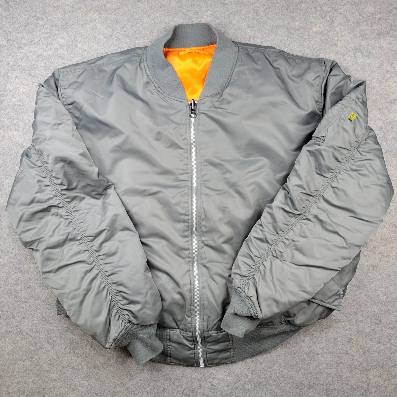 Knox Armory Jacket Mens XL Green Nylon MA-1 Bomber Full Zip Lined Insulated