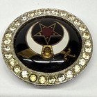 Shriner Round Bolo Tie Pendant, Black Enamel Rhinestone Rim — photo 4