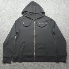 Bebe Sport Womens XL Black Rhinestone Logo Full Zip Fleece Hoodie Sweatshirt