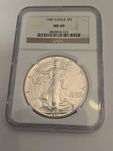 1987 American Silver Eagle NGC Ms69, Brown Label NGC