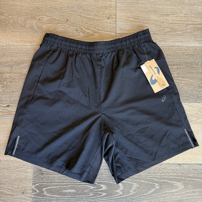 Asics Men's 7'' Woven Ripstop Back Shorts Running Gym Black Reflective Unlined