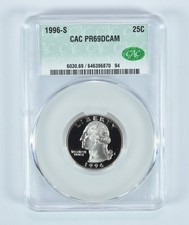 1996-S Washington Quarter PR69 DCAM CAC CACg *3576