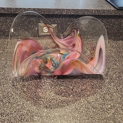 Vintage 1993 John Fitzpatrick Touch of Light Hand Blown Abstract Art Glass Bowl