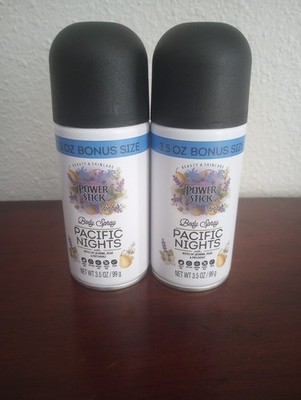 2 Power Stick Pacific Nights Jasmine Pear Patchouli Body Spray 3.5 Oz Limited Ed