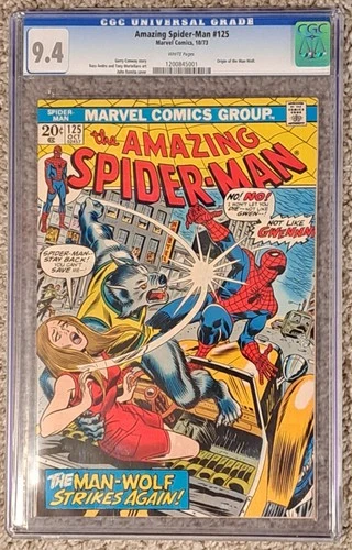 Amazing Spider-Man #125 CGC 9.4 White pages 1973 Origin of Man-Wolf