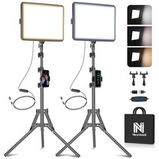 2800-6500K Adjustable LED Lighting Kit with Tripod Phone Holder - 73"