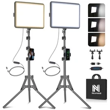 2800-6500K Adjustable LED Lighting Kit with Tripod & Phone Holder - 73"