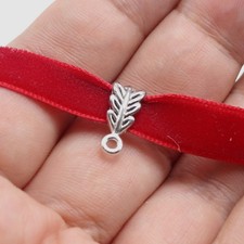 40pcs Tibetan Silver Leaf Bails Beads - 6X14mm Charms Hanger for Flat String