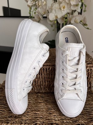 Converse Turnschuhe Chuck Taylor All Star Weiß Leder Sneaker UK 5 EU 37,5