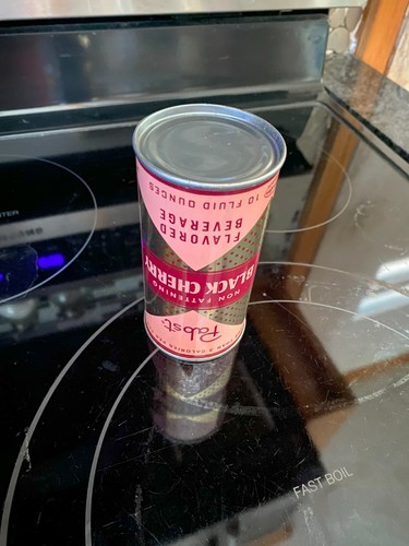 Pabst Black Cherry Soda Flat Top 10 oz. Soda Can PreZip Miracan Minty rolled can - Picture 5 of 5