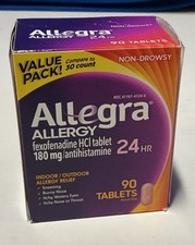 Allegra 24-hour Indoor/Outdoor Allergy Relief 180 mg 90 Tablets