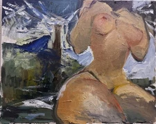 Boudoir Nautical Mermaid Lighthouse Oil Painting 16x20 On Canvas Original Signed